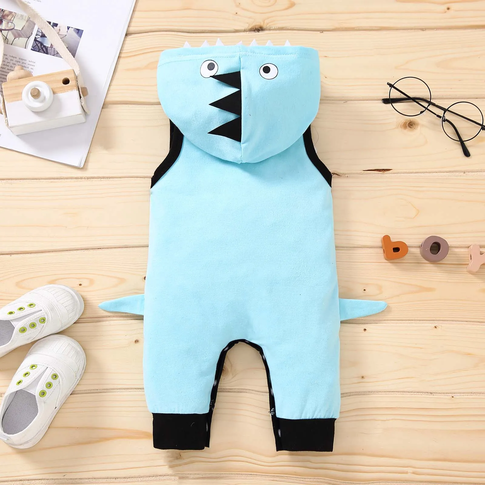 Детский комбинезон очаровательные Мультяшные комбинезоны с акулами без рукавов