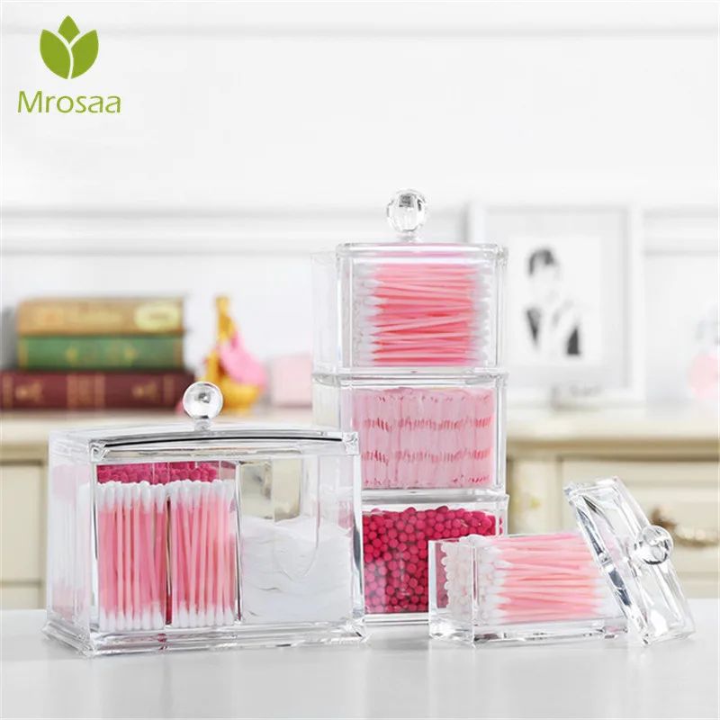 Лучший акриловый Органайзер для макияжа коробка хранения ватных тампонов