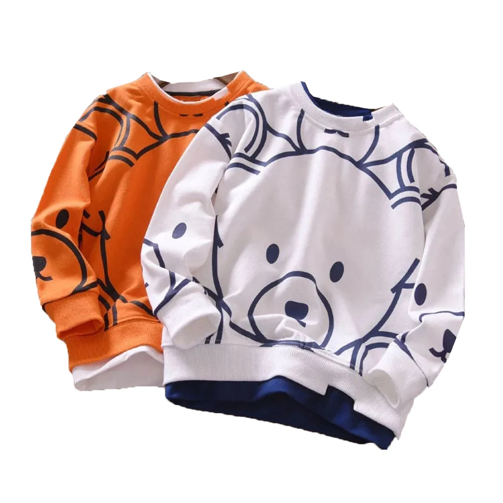 

Spring & Autumn Cotton Boys T-Shirt New 2021 Korean Version Fashion Fake Two Handsome Casual Cartoon Coat Children's Clothing