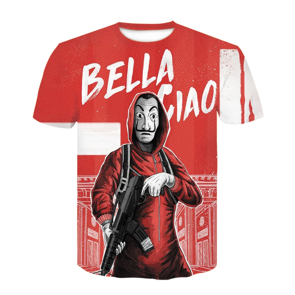 

La Casa De Papel T Shirt Men Money Heist Cartoon Graphic Tees Funny House of Paper Oversized T-shirt Summer Top Streetwear Male