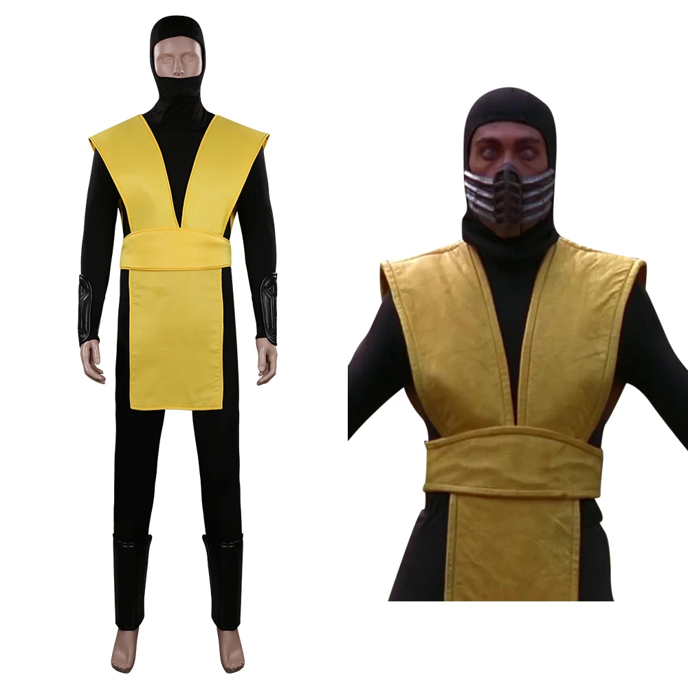 

Mortal Kombat Скорпион костюмы для косплея равномерное Хэллоуин карнавальный костюм