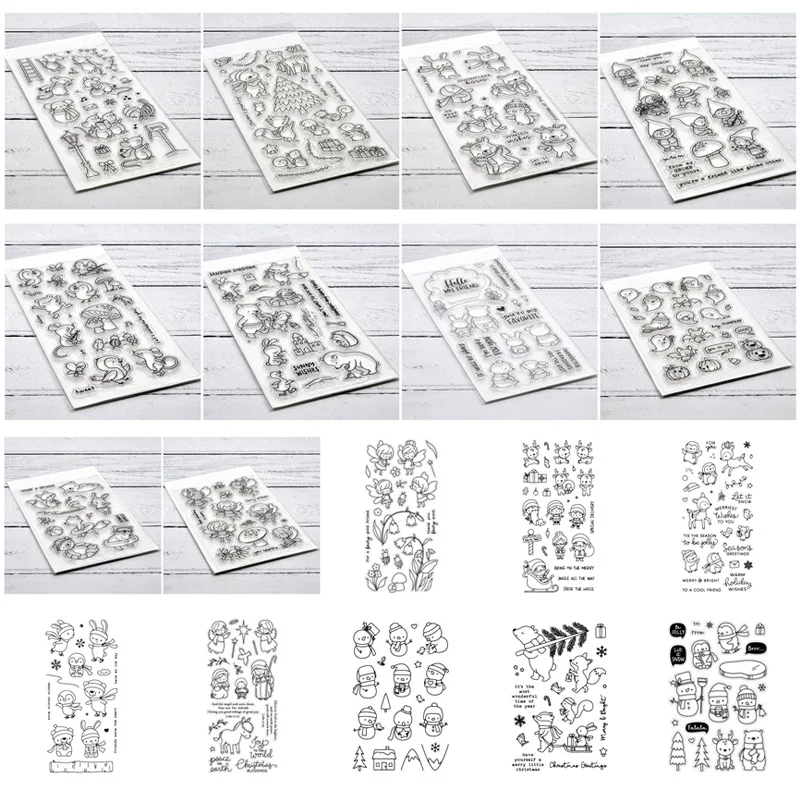 

Little Animals Christmas Bear Fairy Garden Beach Play Penguin Gnomes Transparent Clear Stamps for DIY Scrapbooking Cards Crafts