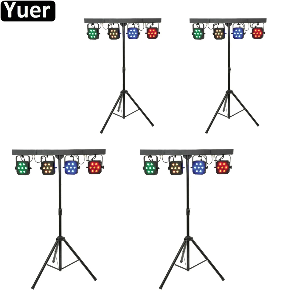 4Pcs/Lot High Power Flat Slim Par kit 7x10W 4IN1 RGBA/W LED Kits Stage DJ Disco Lights DMX512 Music Party Club Wedding Light | Лампы и