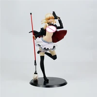 23cm anime fatestay night saber action figure stand on foot one maid outfit take a gun take a broom pvc collections model toys