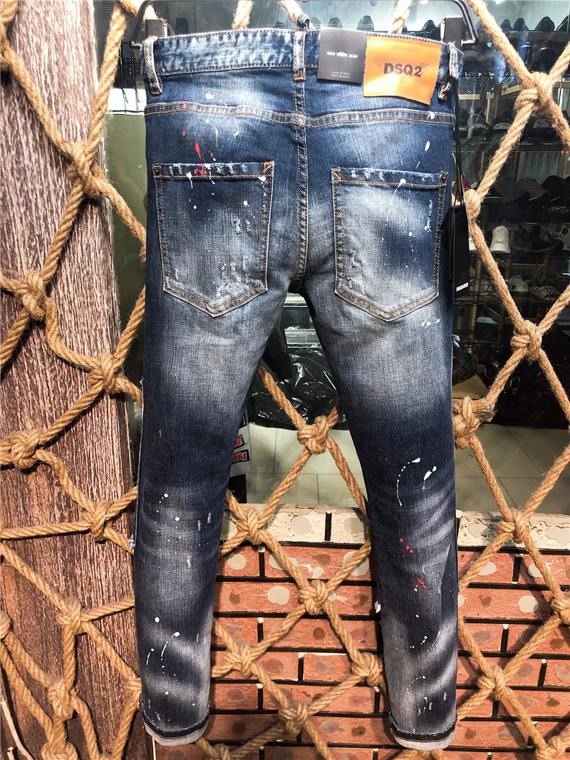 

Dsquared2 Cool Guy Hole Jeans D2 Men Pants DSQ2 Embroidered Trousers 9608