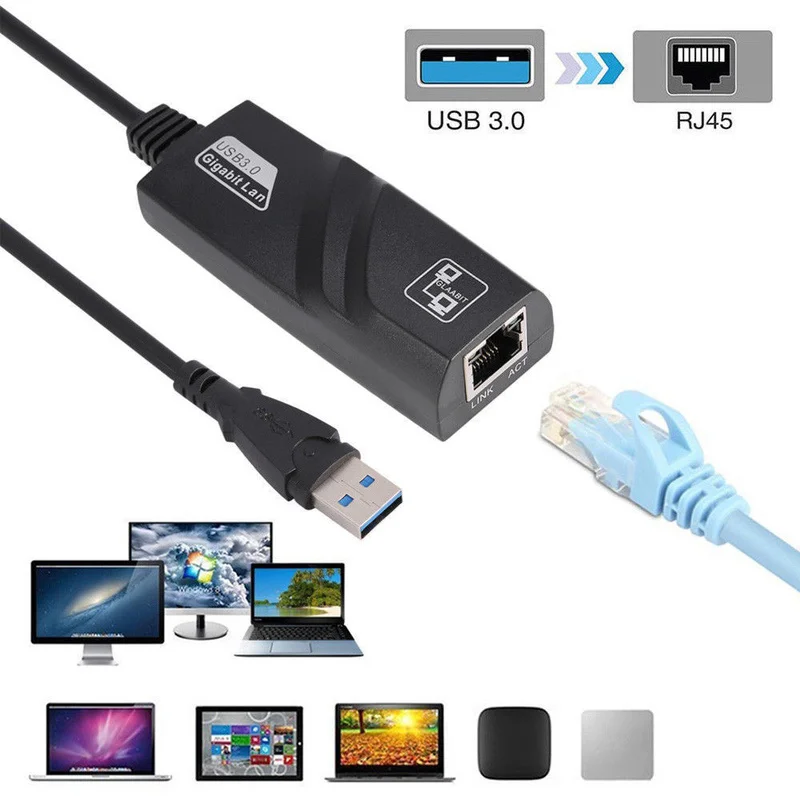 Проводной сетевой адаптер USB 3 0 к Gigabit Ethernet RJ45 LAN (10/100/1000) Мбит/с Сетевая карта для ПК