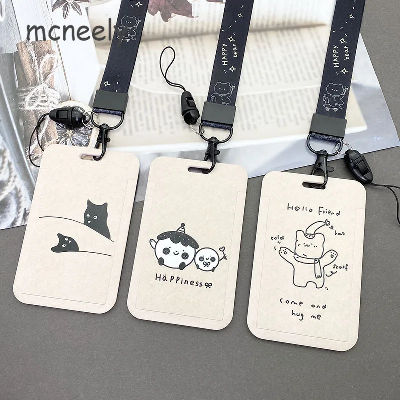 

New White Bank Credit Card Holders Student Bus ID Holders Identity Badge Protective Cover with Hand Rope Unisex Office Supply