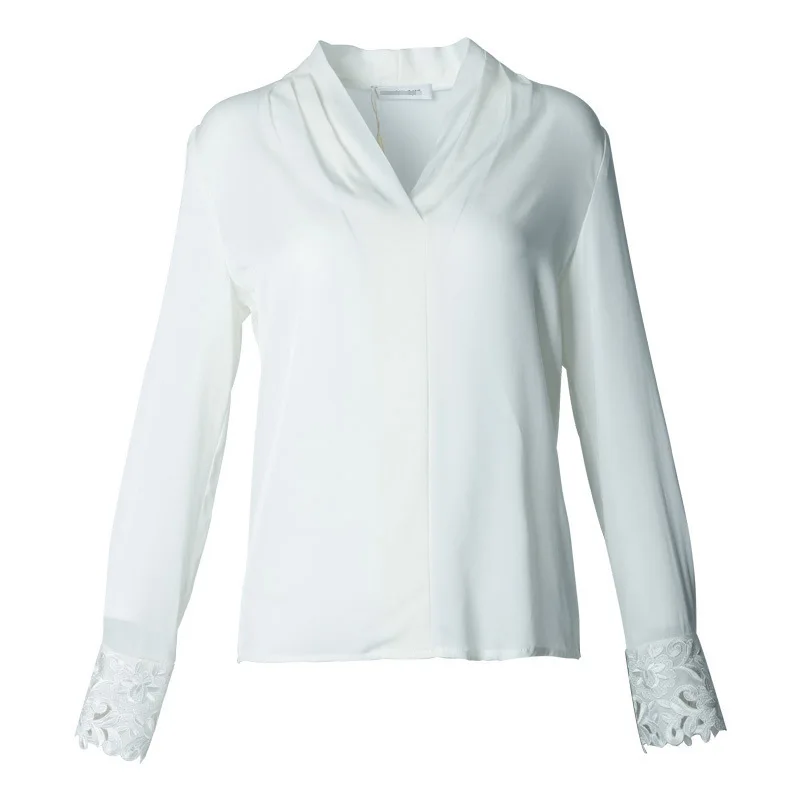 Блузка женская из натурального чистого шелка весна-лето 2020 белая рубашка