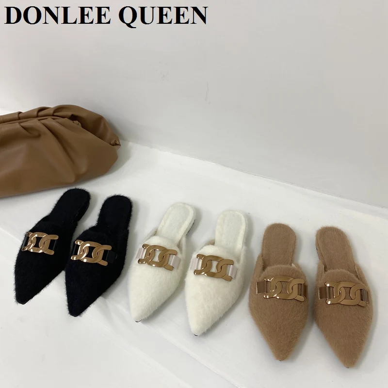 Мюли женские с острым носком модные туфли на плоской подошве брендовые лоферы