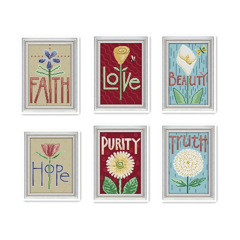 

Everlasting Love Love Faith Purity Beauty Hope Truth Ecological Cotton Chinese Cross Stitch Kits Printed DIY Wedding Decoration