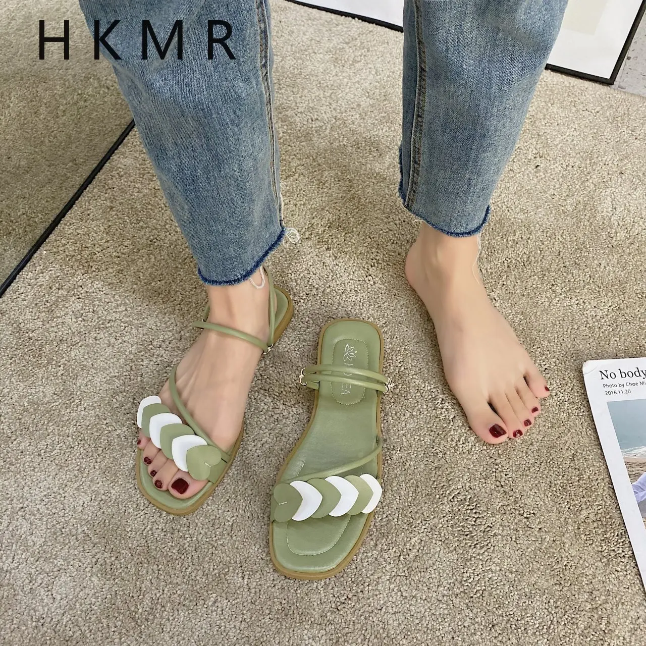 

2021 New Round Toe Flat PU Basic Leisure Concise Buckle Strap Casual Shallow Apricot Size 35-39 Adult shoes woman flats shoes