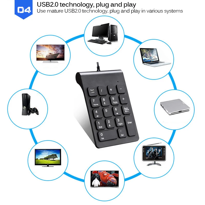 

Small-size Wired Mini USB Numeric Keypad Numpad 18 Keys Digital Keyboard For IMac/MacBook Air/Pro Laptop PC Notebook Desktop