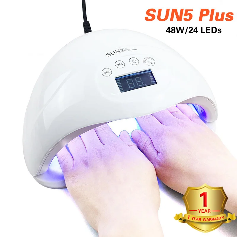 SUN5 Plus УФ-лампа Светодиодная сухая для ногтей 48 Вт льдинка светильник для маникюра гелевая Сушилка для ногтей ЖК-дисплей нижний таймер лак гибридная лампа УФ-лампа - Цвет: SUN5plus