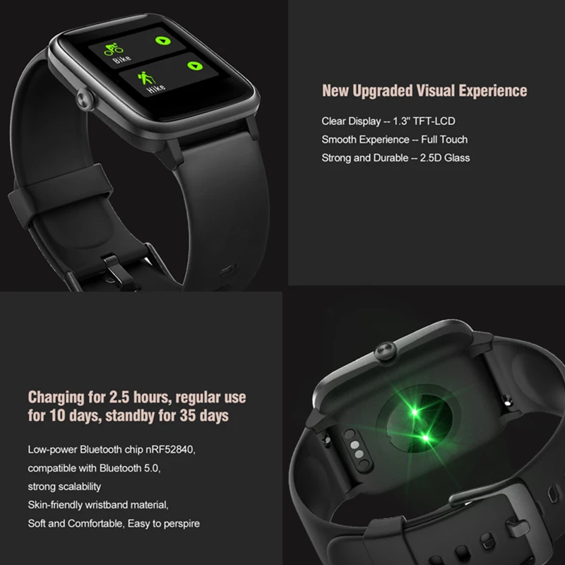 Smart Watch Fitness Tracker Heart Rate Monitor IP68 Waterproof Pedometer Activity Sport Smartwatch for Android iOS | Электроника