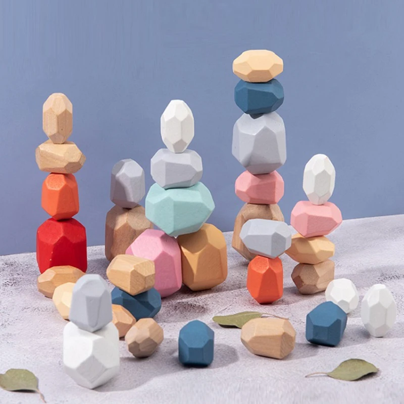 

Детский деревянный цветной камень Дженга, строительный блок, обучающая игрушка, креативный скандинавский стиль, складываемая игра, радуга, ...
