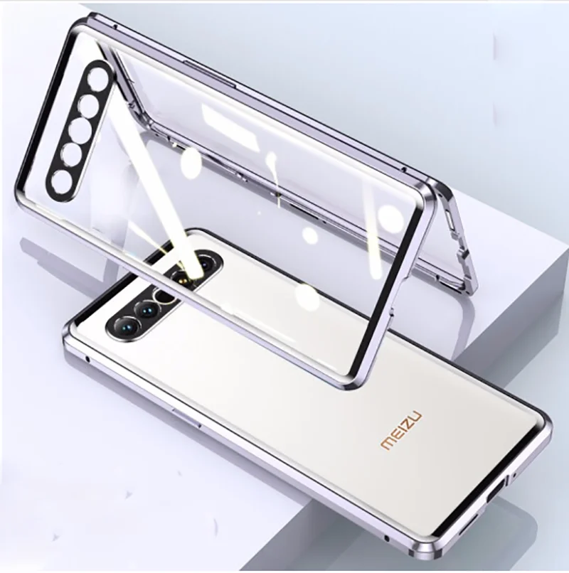 double sided glass magnetic case for meizu 17 pro 5g alumium metal 360 degree full case protect the lens free global shipping