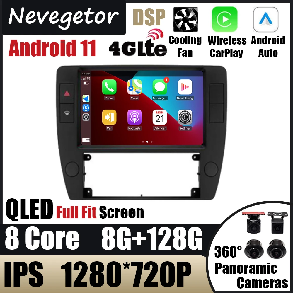 Автомагнитола на Android 11 для Volkswagen Passat B5 2000-2005 мультимедийный видеоплеер с GPS