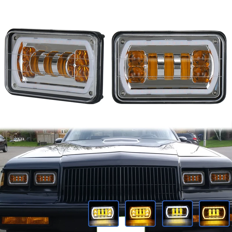 Противотуманные фары желтого цвета белые и янтарные поворотники 4x6 светодиодные