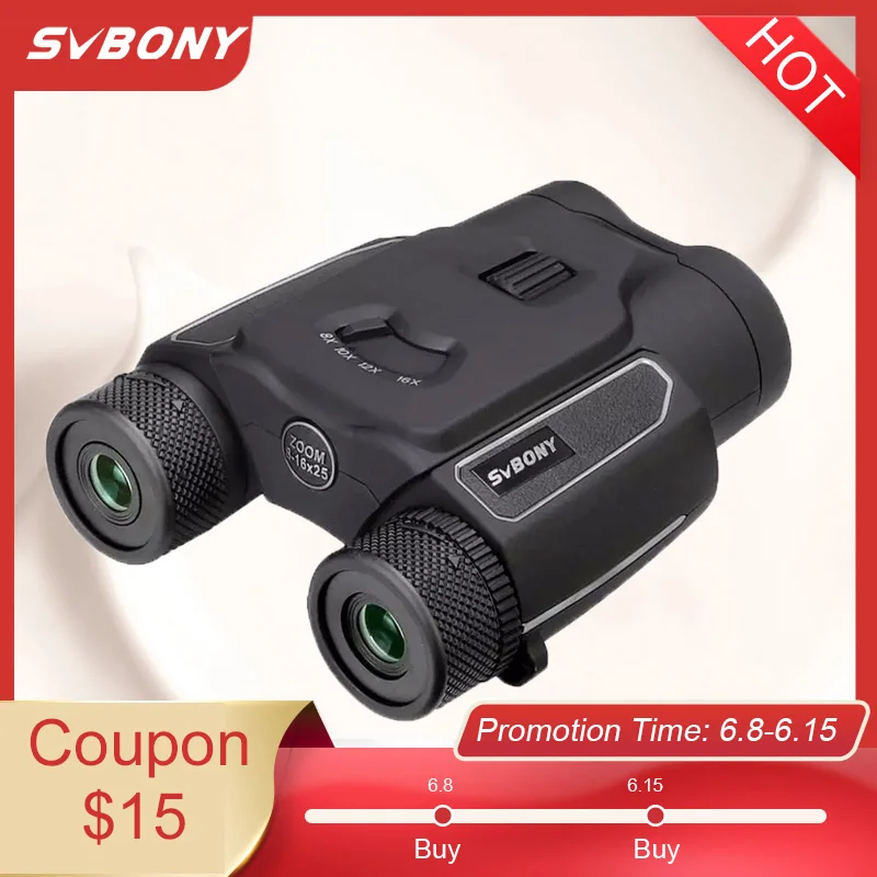 SVBONY SV203 8 16x25 телескоп непрерывный зум бинокль мощный охотничий туризм