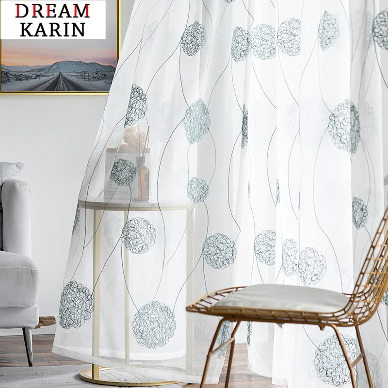 Вышитые прозрачные шторы для гостиной спальни современные тюлевые в виде