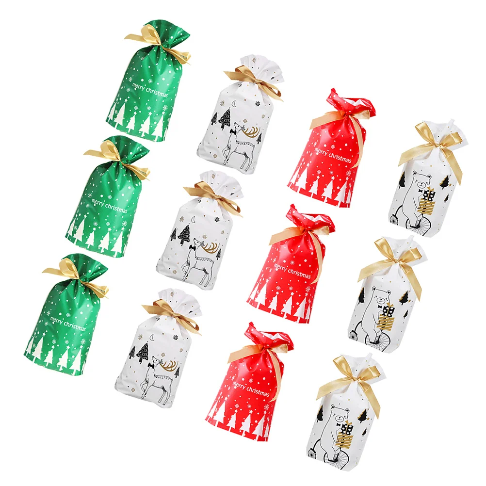 

20Pcs Christmas Packing Bag Lovely Drawstring Bag Gift Bag Storage Pouch