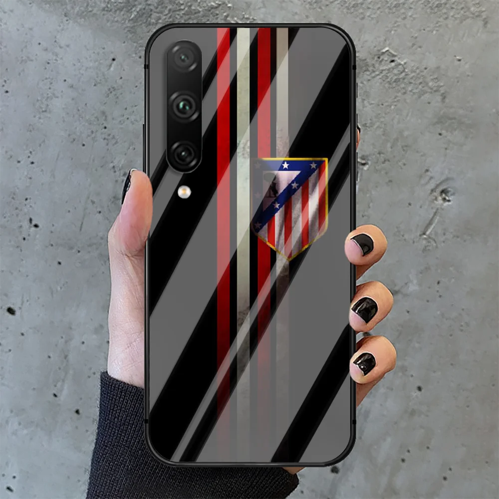 

Atltico Madrid football Phone Tempered Glass Case Cover For huawei honor 7 8 9 10 20 A X S lite i pro Trend Painting 3D Black