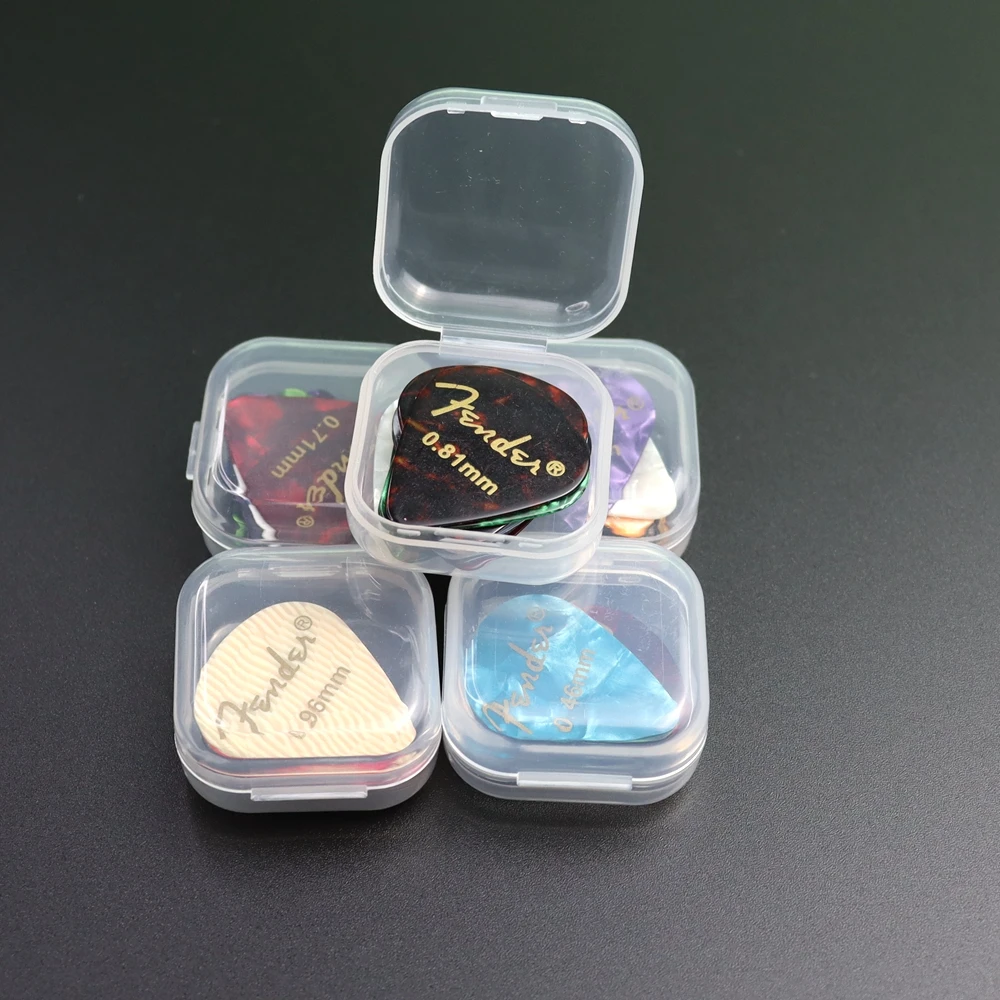 20 50 100 pcs akustische elektrische gitarre picks plektrum celluloid plektren zubehör mit box dicke 046mm 096mm free global shipping