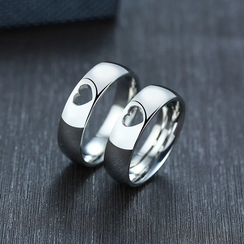 Пары обещали 6 мм кольцо в форме сердца для женщин и мужчин из нержавеющей стали