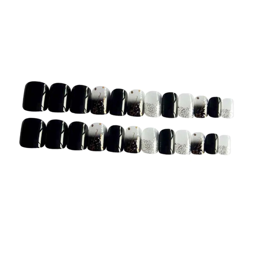 

24pcs Simple Style Short False Nails Full Cover Artificial Nail Art Tips
