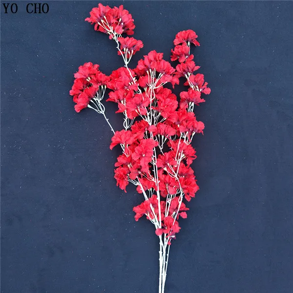 Red Дропшиппинг Лучшие продажи ветви вишневого дерева свадебное украшение арки искусственный нежный цветок для украшения для домашнего праздника - Цвет: Red