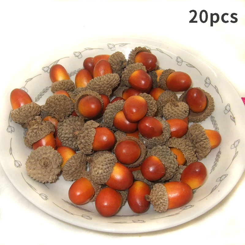 

20 шт., искусственные мини-ягоды желудей, 3 см
