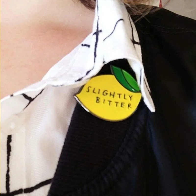 Лимонная эмалированная заколка слегка горький мультяшный значок забавная с