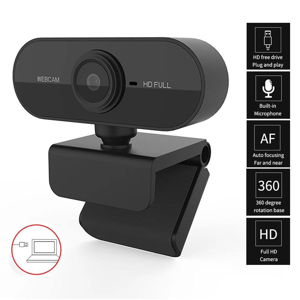 ShenzhiTech HD веб-камера 1080p USB компьютерная с микрофоном Автофокус камера видео для ПК
