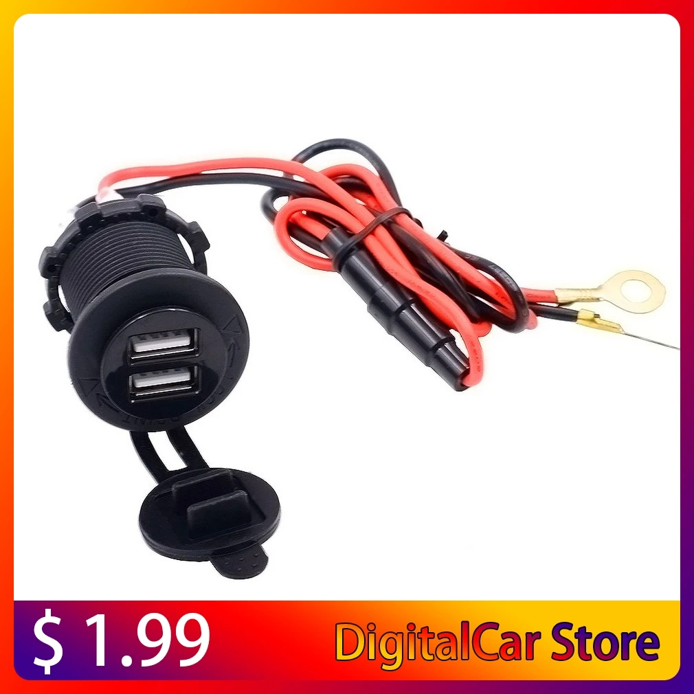 

Dual USB Port 12V Waterproof Motorbike Motorcycle Charger Adapter Power Supply Socket for Phone GPS MP4