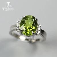 tbj china peridot ring oval 911mm 3 9ct natural green gemtone fine jewelry 925 sterling siver for women nice gift