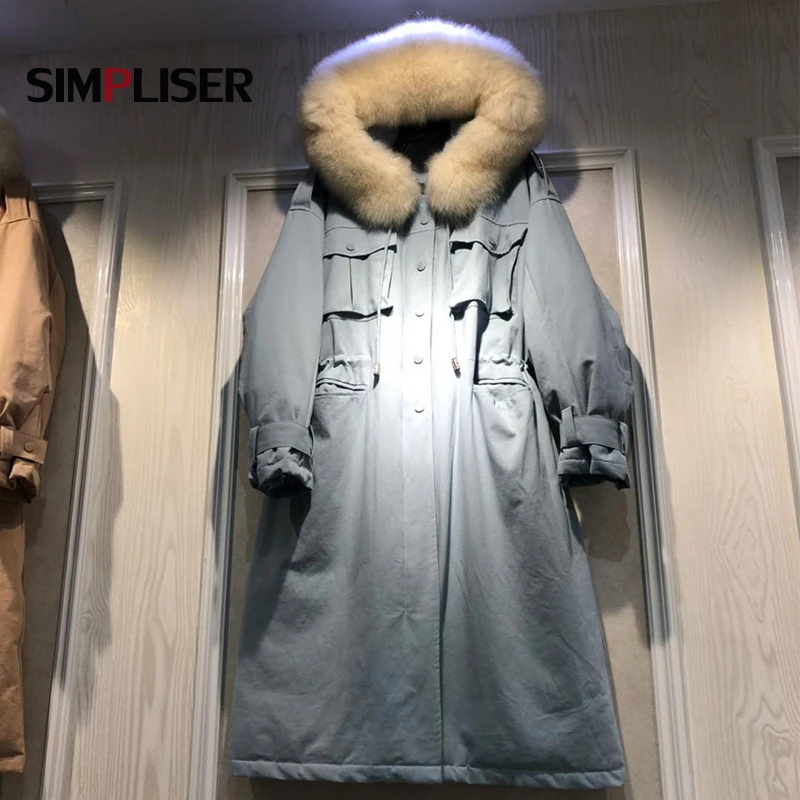 70% парки на утином пуху женские 2019 зимние меховые с капюшоном модные Женские