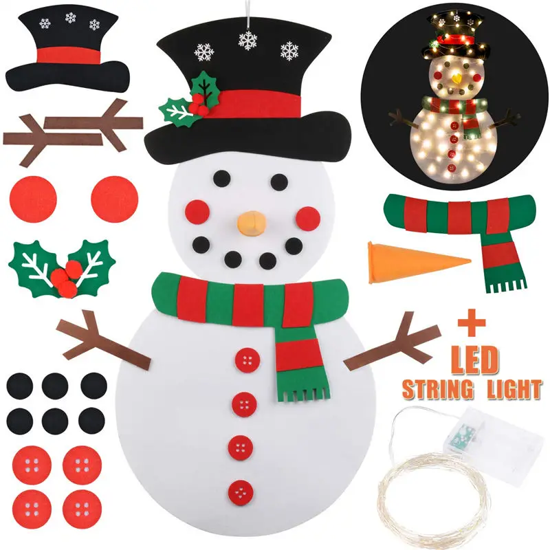 DIY светящийся Войлок рождественские подарки снеговик Рождественская Наклейка