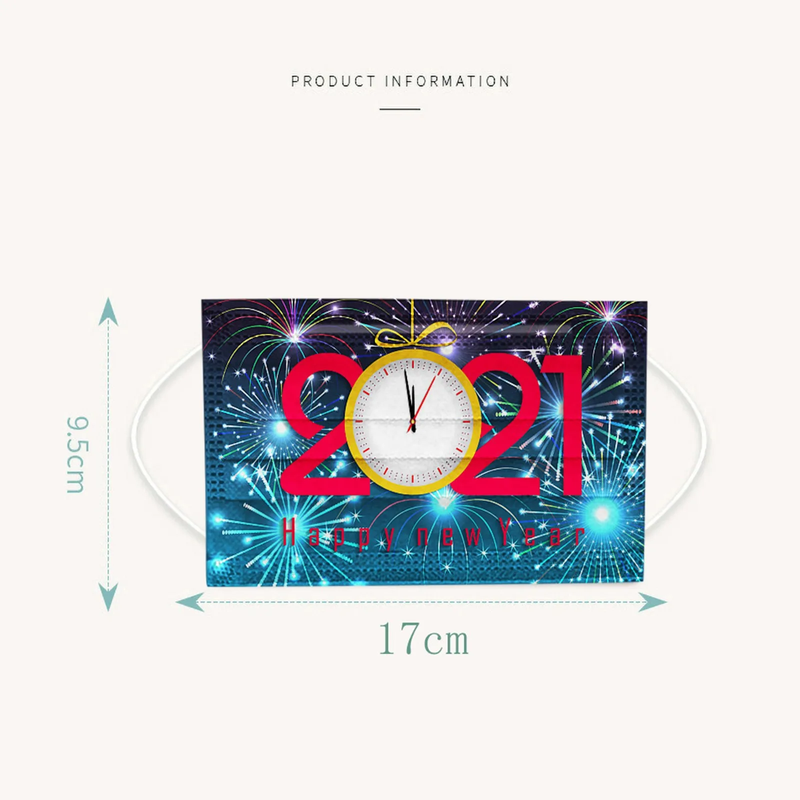 

2021Happy New Years Printing Face Mask Adult Disposable Protection Mouth Cover Man Women Distproof Facial Mask 50pcs