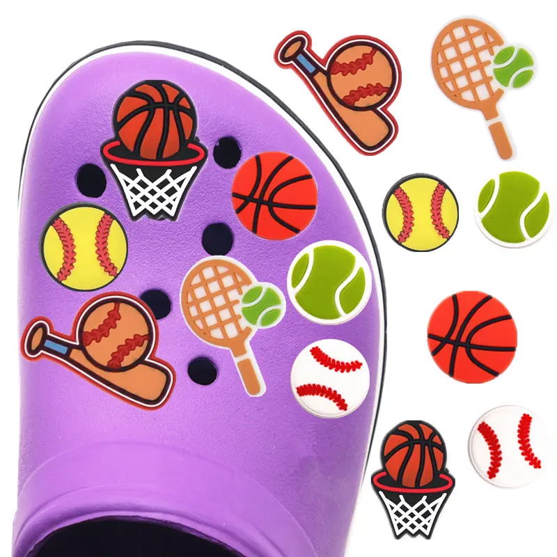 

1pcs PVC Shoe Croc Charms Accessories Decorations Cute Baseball Basketball Tennis Clogs Buckle for JIBZ Bracelet Kids Gifts