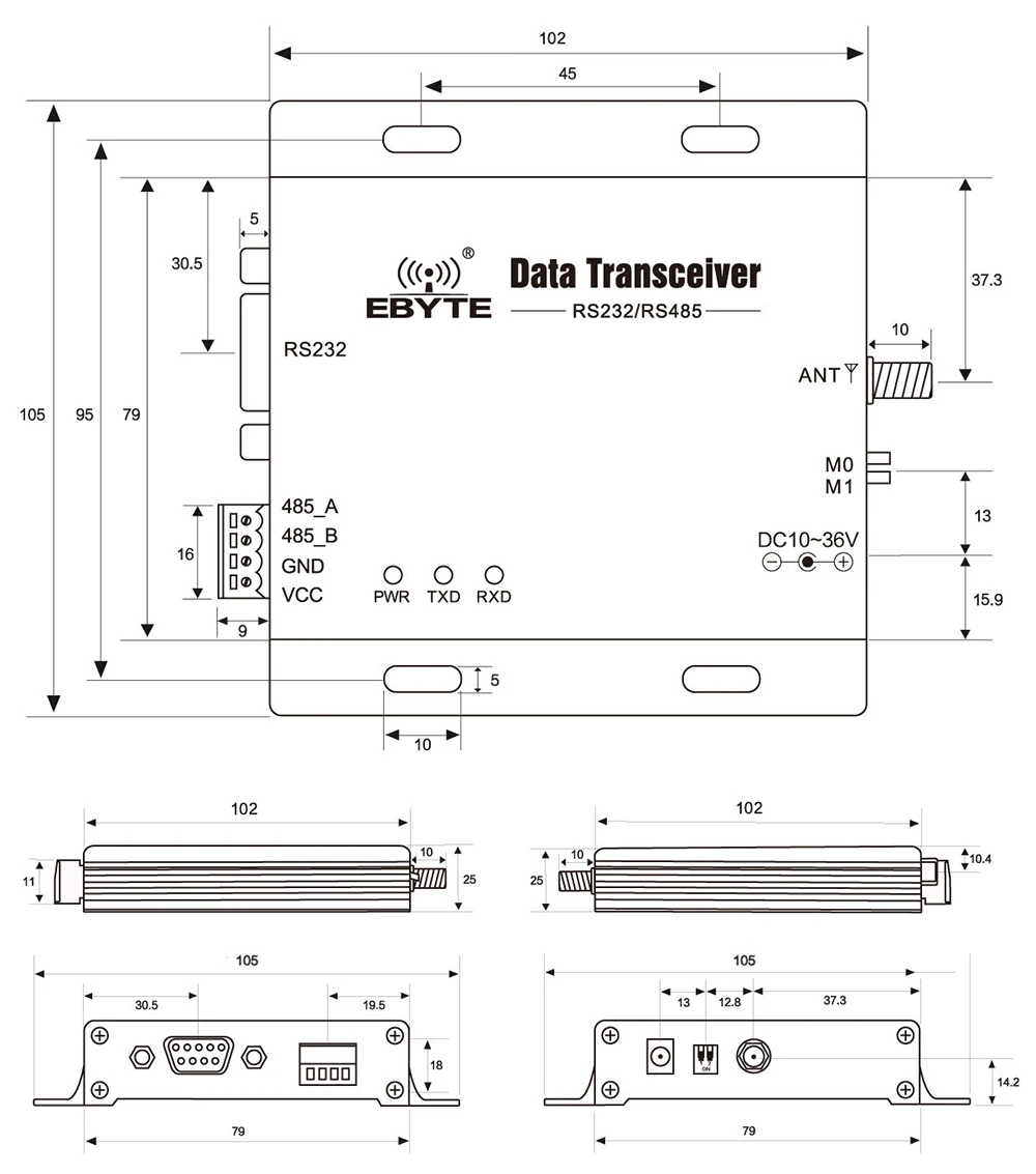 LoRa SX1278 433 мгц дальность 5 Вт E32-DTU-433L37 приемопередатчик 37dBm 20 км RS232 RS485 wifi последовательный порт передачи данных
