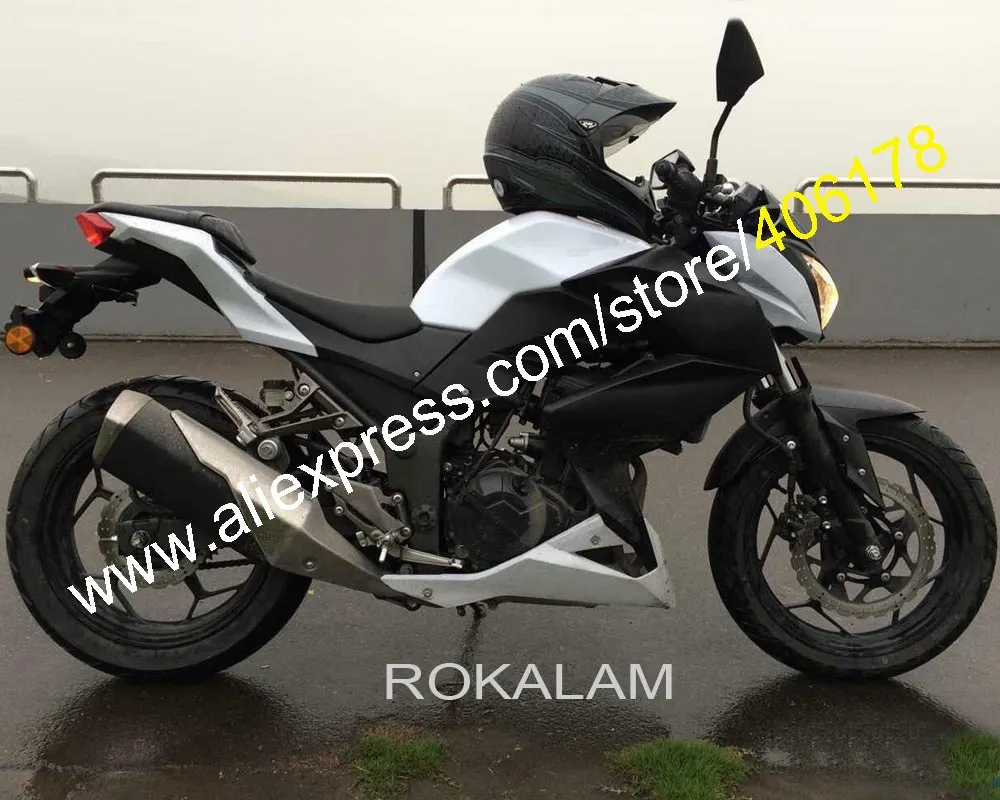 Комплект обтекателей для Kawasaki Z250 15 16 Z 250 Z300 2015 2016 300 Белый Черный спортивный