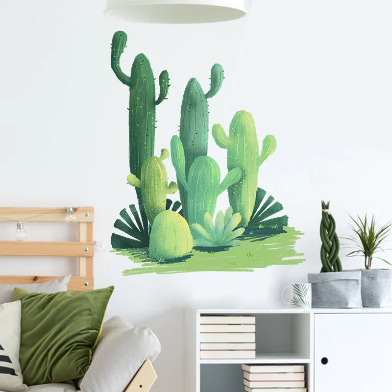 

Nordic Tropical Green Plants Cactus Wall Sticker Home Decor Living Room Sofa Succulent Wall Decal for Kid Bedroom Sticker