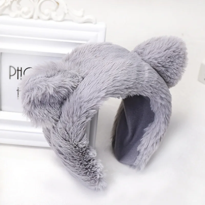 Повязка на голову с милым плюшевым медведем Зимняя повязка ободок аксессуары для