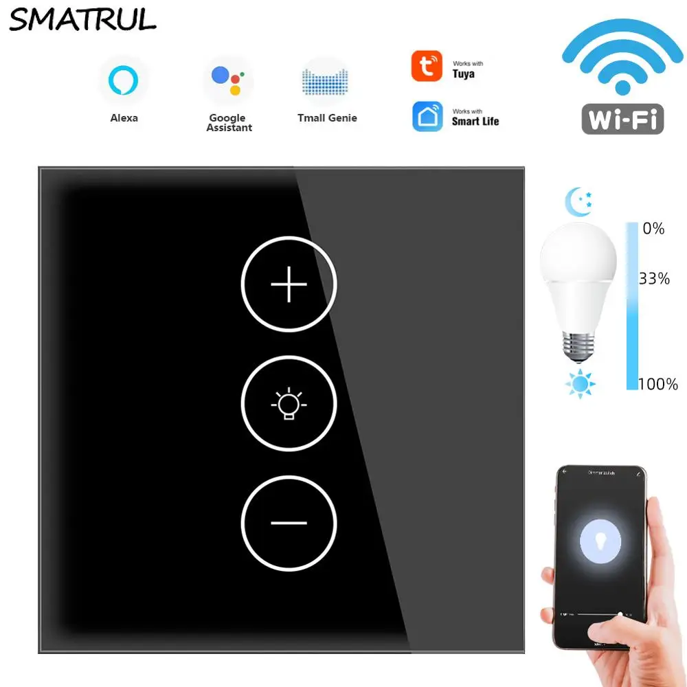 Сенсорный Wi Fi диммер SMATRUL Tuya умный выключатель с таймером и управлением на стене