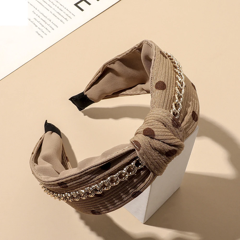 Резинка для волос Ruoshui с узлом женская ободок в горошек аксессуар цепочкой тюрбан