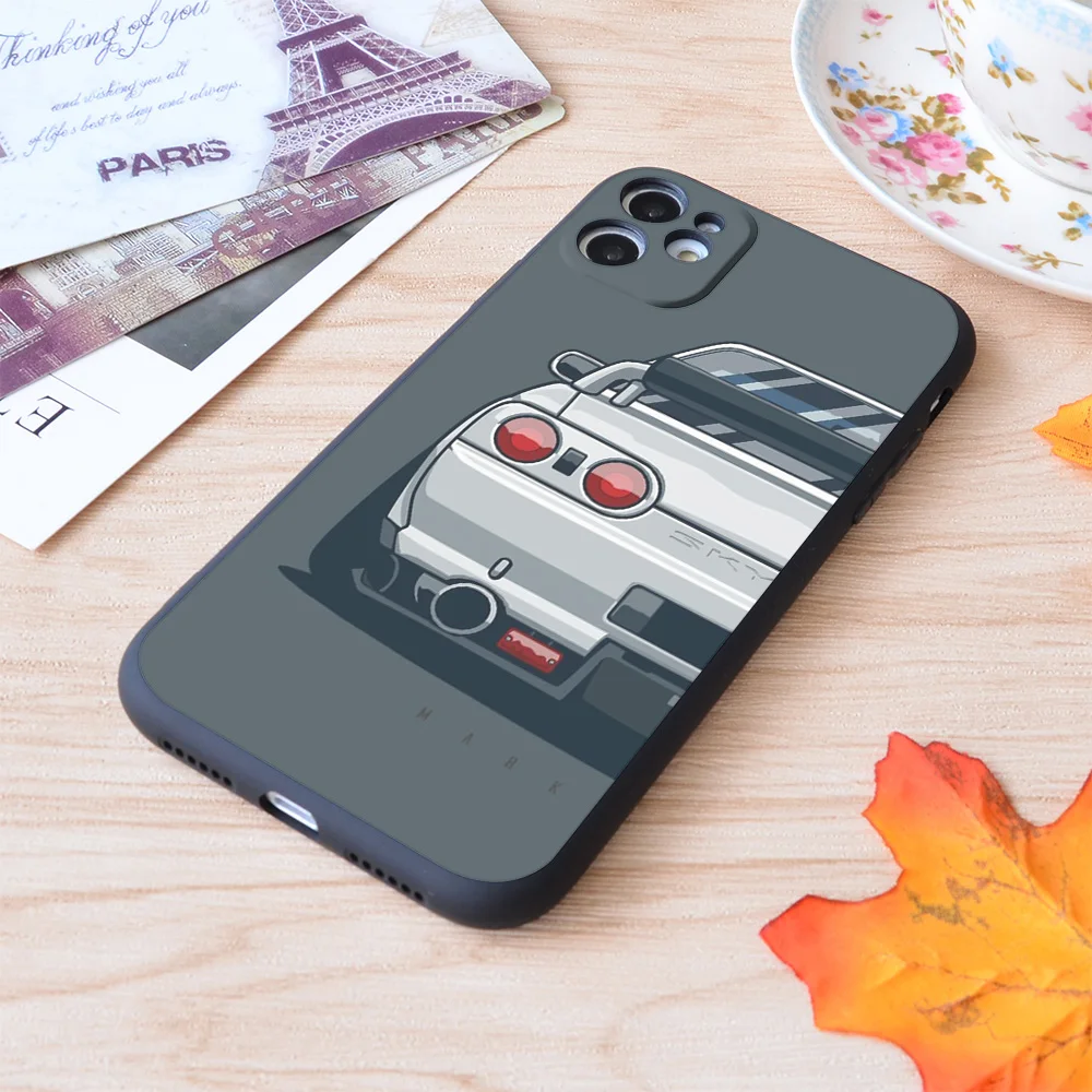 Мягкий силиконовый матовый чехол Skyline Gtr R32 для Apple iPhone|Бамперы| |
