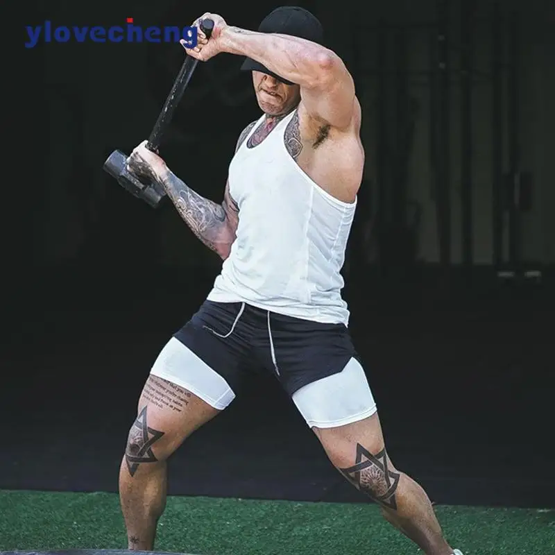

Men's running sports training shorts quick-drying breathable double-layer fitness pants two-in-one sports shorts