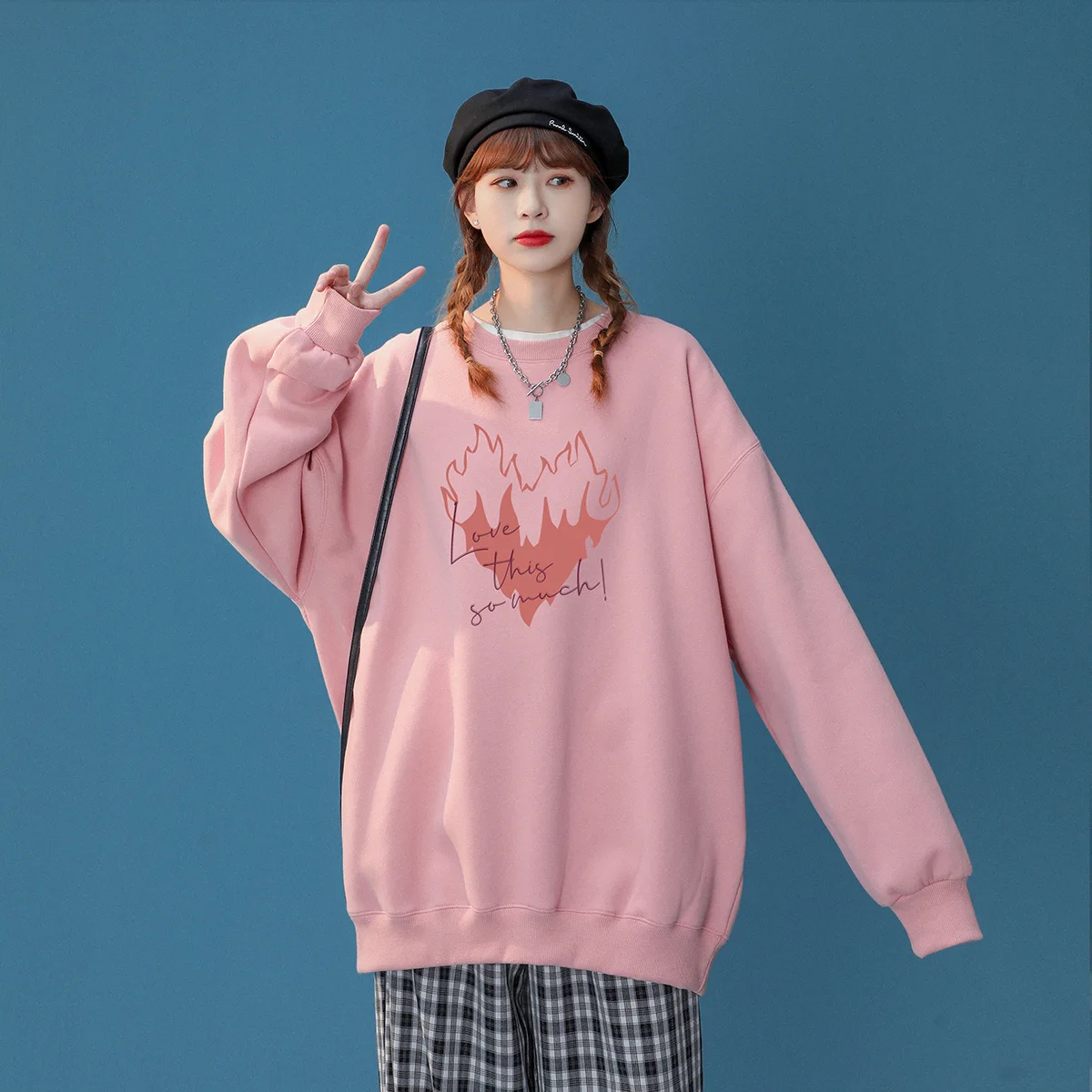 Весенняя женская толстовка с принтом в стиле преппи топы большого размера