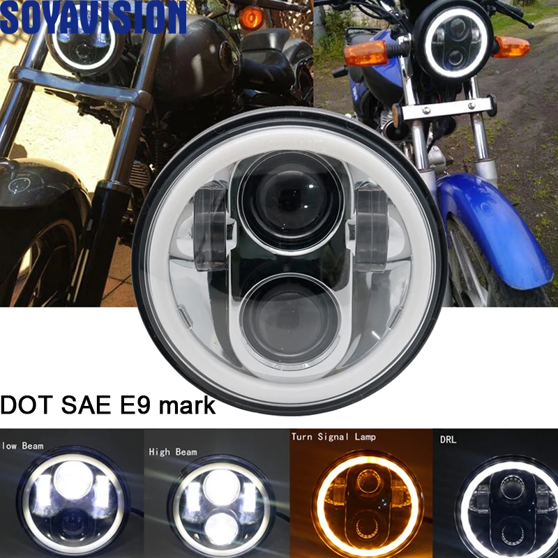 2x5,75 дюйма светодиодные фары дальнего/ближнего света halo для Triumph Rocket iii 3 и скорости тройной и уличной тройной и Thunde 5 3/" проектор