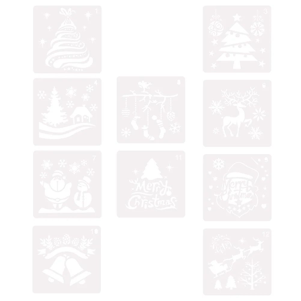 

10 шт. рождественские пустотелые фотообои шаблон для самостоятельного рисования фотообои (белый)